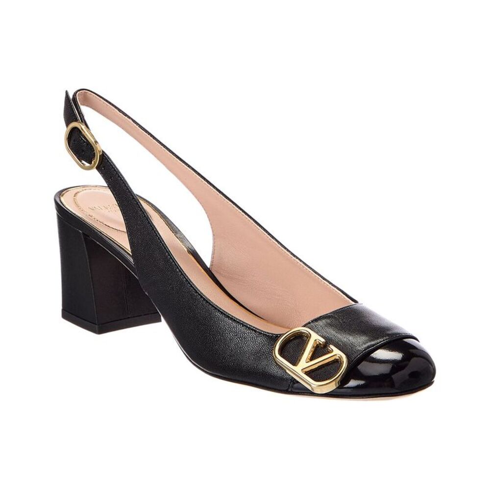 Valentino Vlogo 60 Leather Slingback Pump, Black